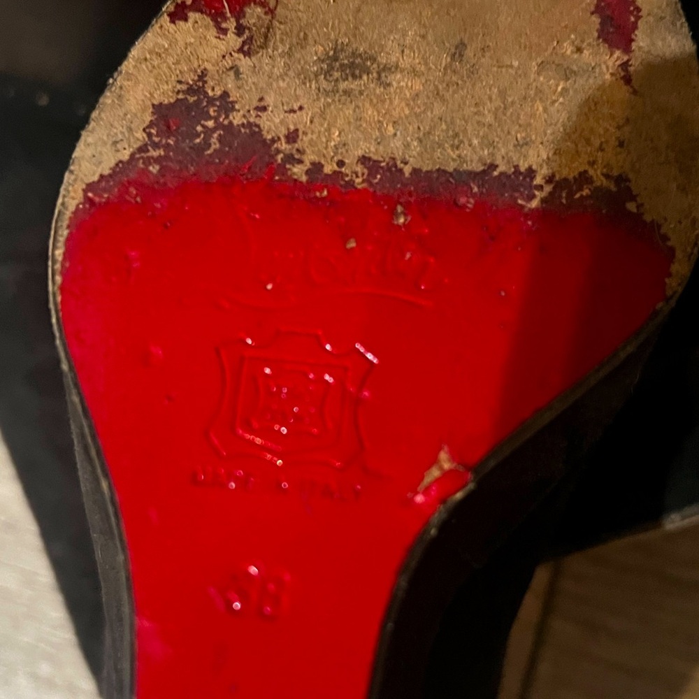 CHRISTIAN LOUBOUTIN AUTHENTIC SUEDE WEDGE HEELS 38 - Picture 5 of 5